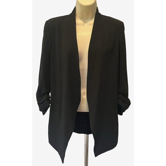 New Aritzia BABATON Black Mirror Crepe Open Front Power Blazer Jacket - Picture 4 of 10